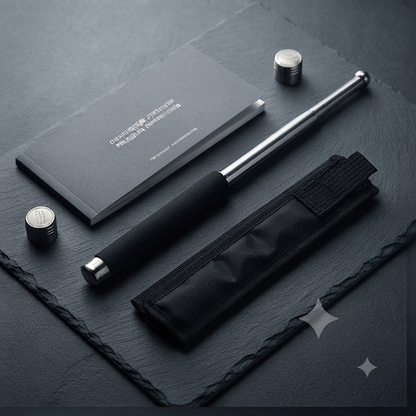 Stainless Steel Portable Folding Stick for Women and Men (Black)